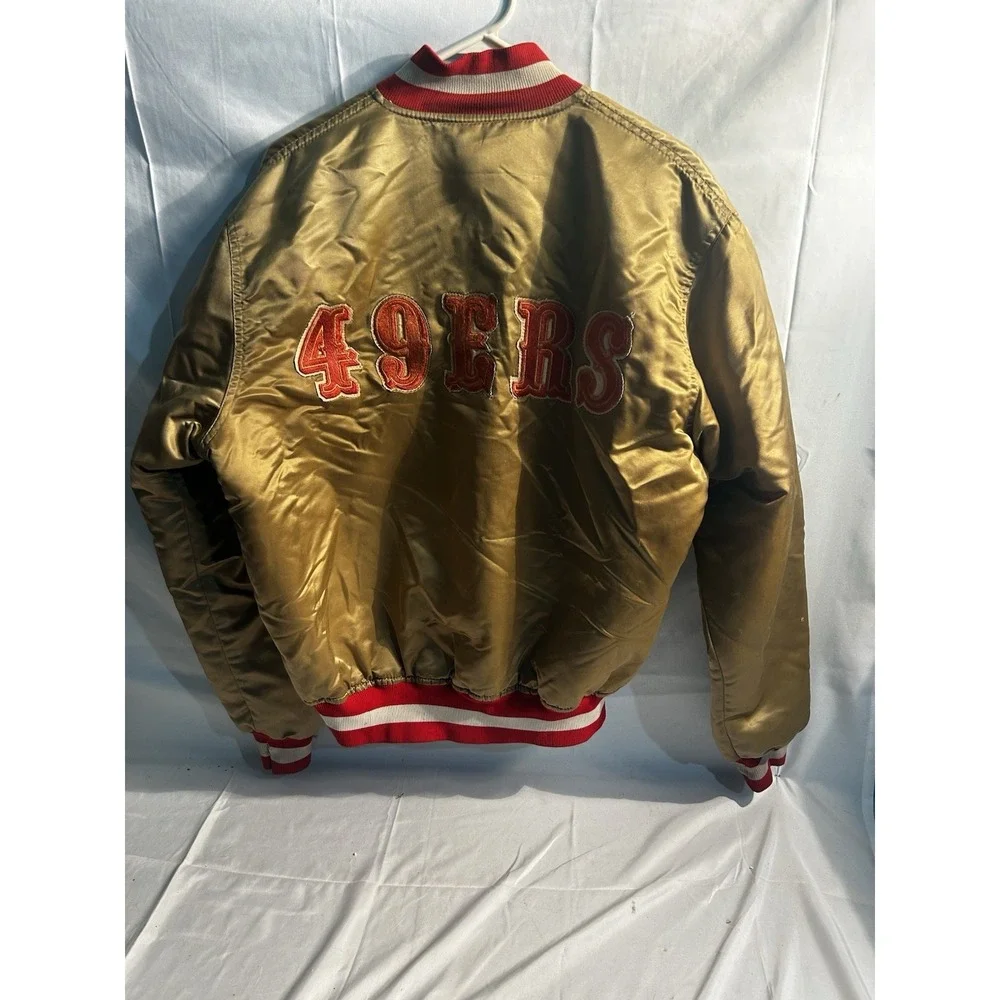 Vintage 90s Starter Satin San Francisco 49ers Gold Pro Line Jacket USA Mens L